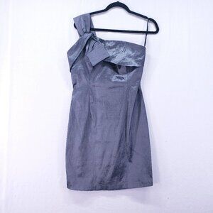 Eureka Mini Dress Juniors Size Large Gray Shiny One Shoulder Party Formal Prom